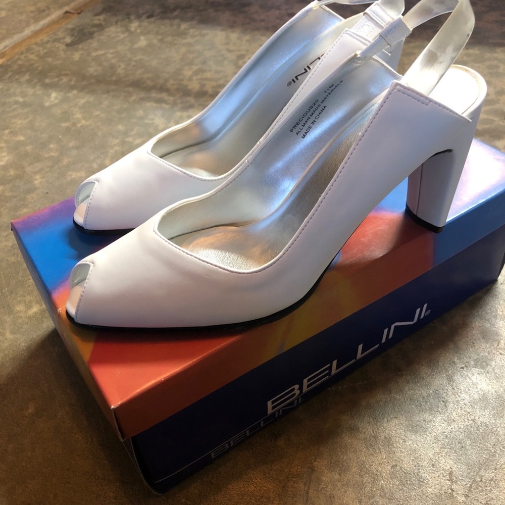 Brand New White Slip on Heels